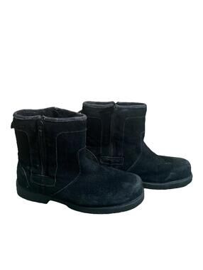 Totes Men Stadium Waterproof Boots Sz 11 Black Suede Winter Side Zip Insulated